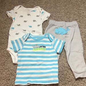 Child of Mine Whale and Stripes Bodysuit Set